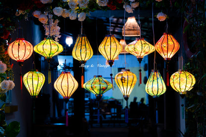 12 Pack Hoi An Waterproof Lanterns 35cm Floral Pattern Decorative Outdoor Lantern Set