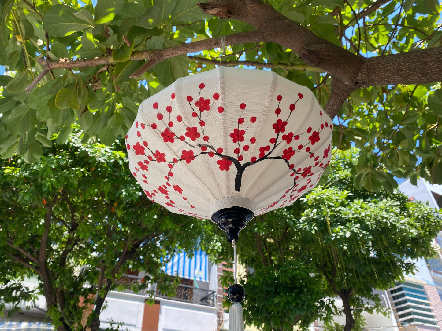 Hoi An Bamboo Lantern 47cm Hand Painting With Floral Patterns