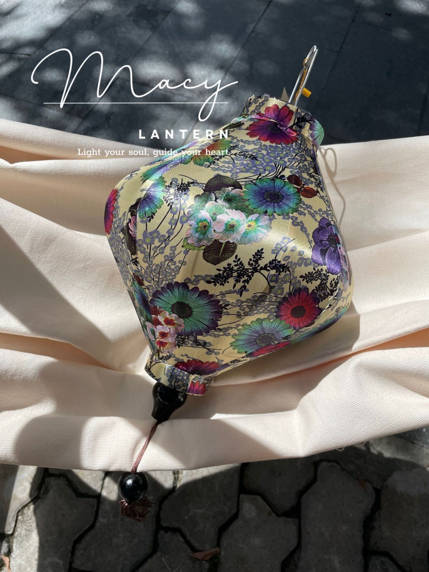 Hoi An Waterproof Floral Lantern, 35cm Fabric 17