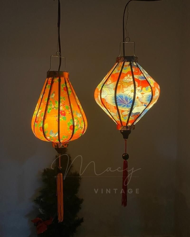 2 Pcs Hoi An Waterproof Lanterns 35cm Decorative Outdoor Lantern Set