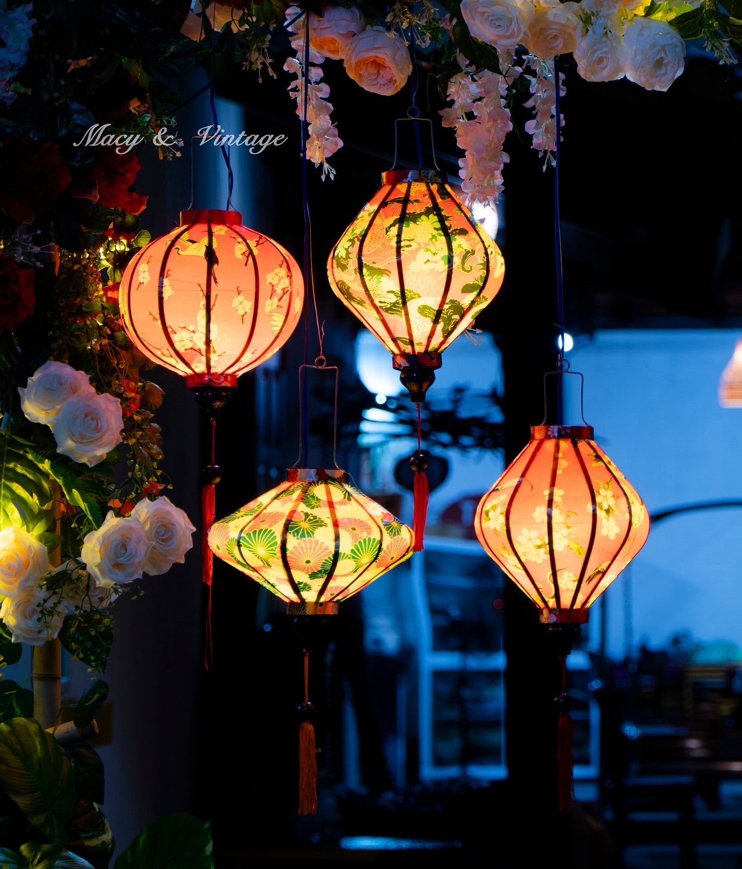 4 Pcs Hoi An Waterproof Lanterns 35cm Decorative Outdoor Lantern Set