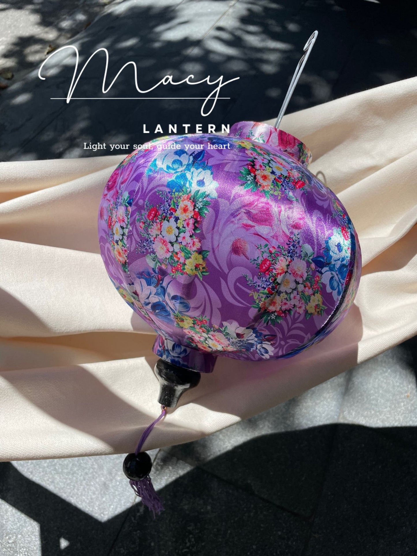 Hoi An Waterproof Floral Lantern, 35cm Fabric 11