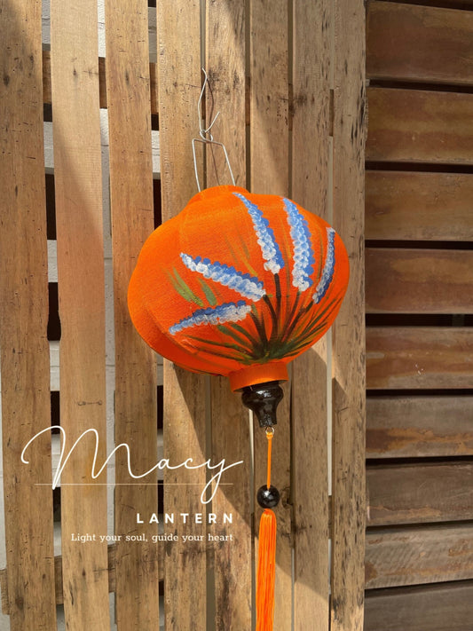 Hoi An Bamboo Lantern 35cm - Hand Painting With Lavender Patterns
