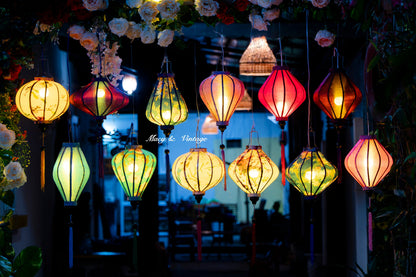 12 Pack Hoi An Waterproof Lanterns 35cm Floral Pattern Decorative Outdoor Lantern Set