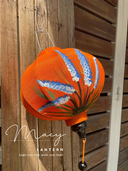 Hoi An Bamboo Lantern 35cm - Hand Painting With Lavender Patterns