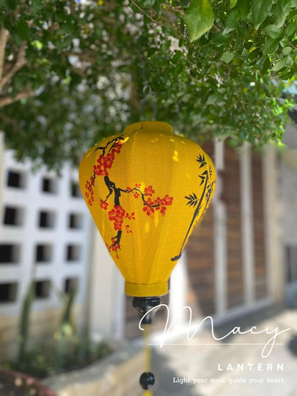 Hoi An Bamboo Lantern 35cm Hand Painted with Japanese Patterns