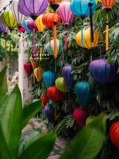 40 Pcs Hoi An Bamboo Silk Lanterns 35cm Mixed Colors Set