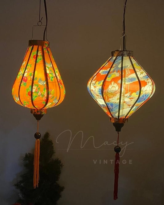 2 Pcs Hoi An Waterproof Lanterns 35cm Decorative Outdoor Lantern Set