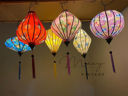 6 Pcs Hoi An Waterproof Lanterns 35cm Floral Pattern