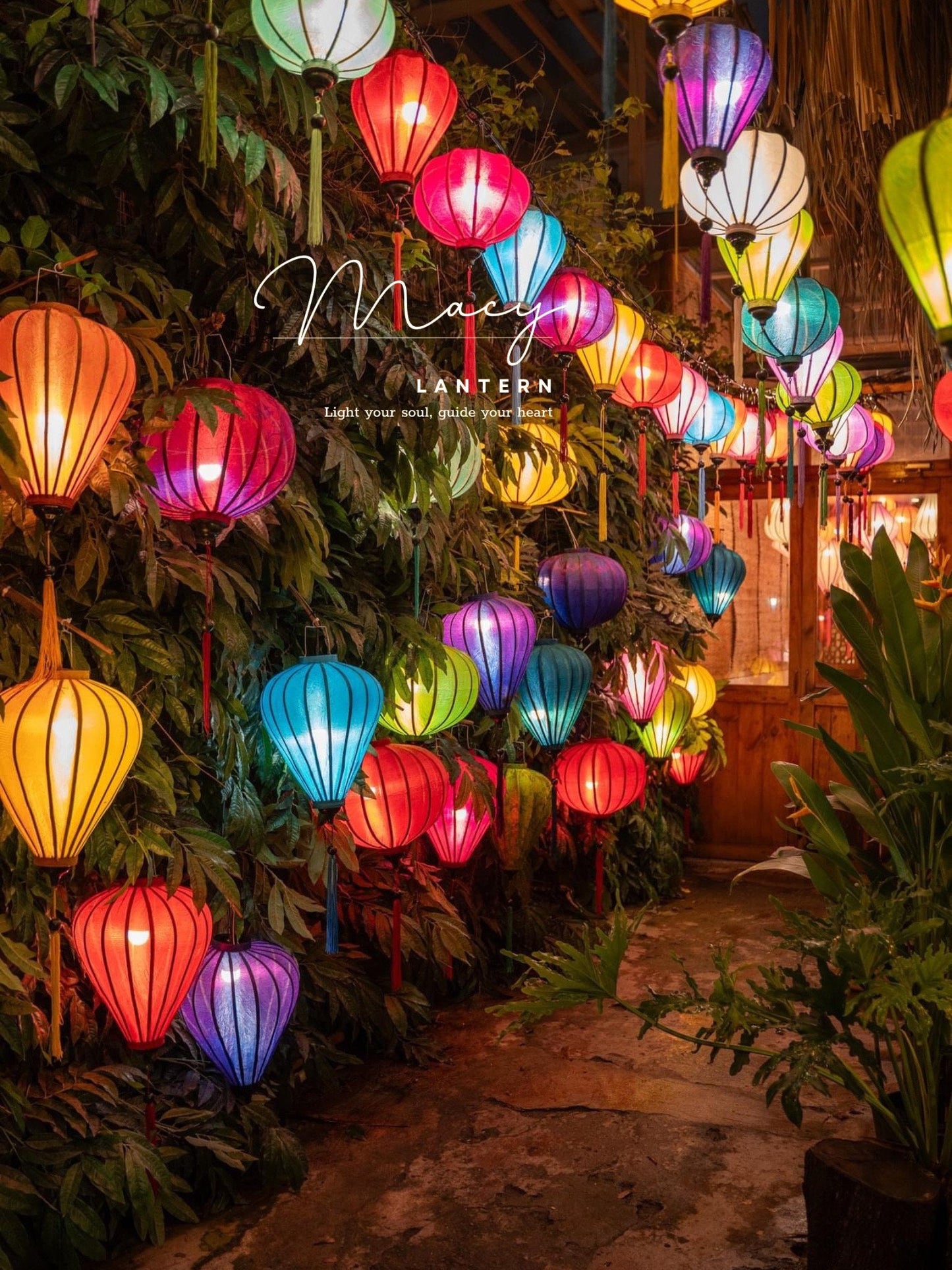 40 Pcs Hoi An Bamboo Silk Lanterns 35cm Mixed Colors Set