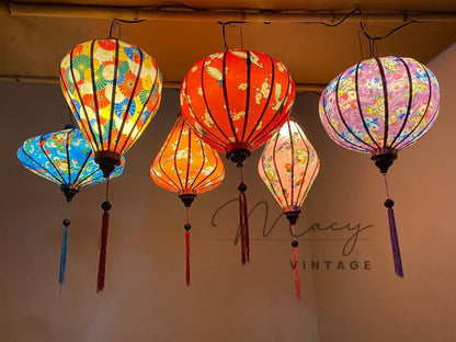 6 Pcs Hoi An Waterproof Lanterns 35cm Floral Pattern