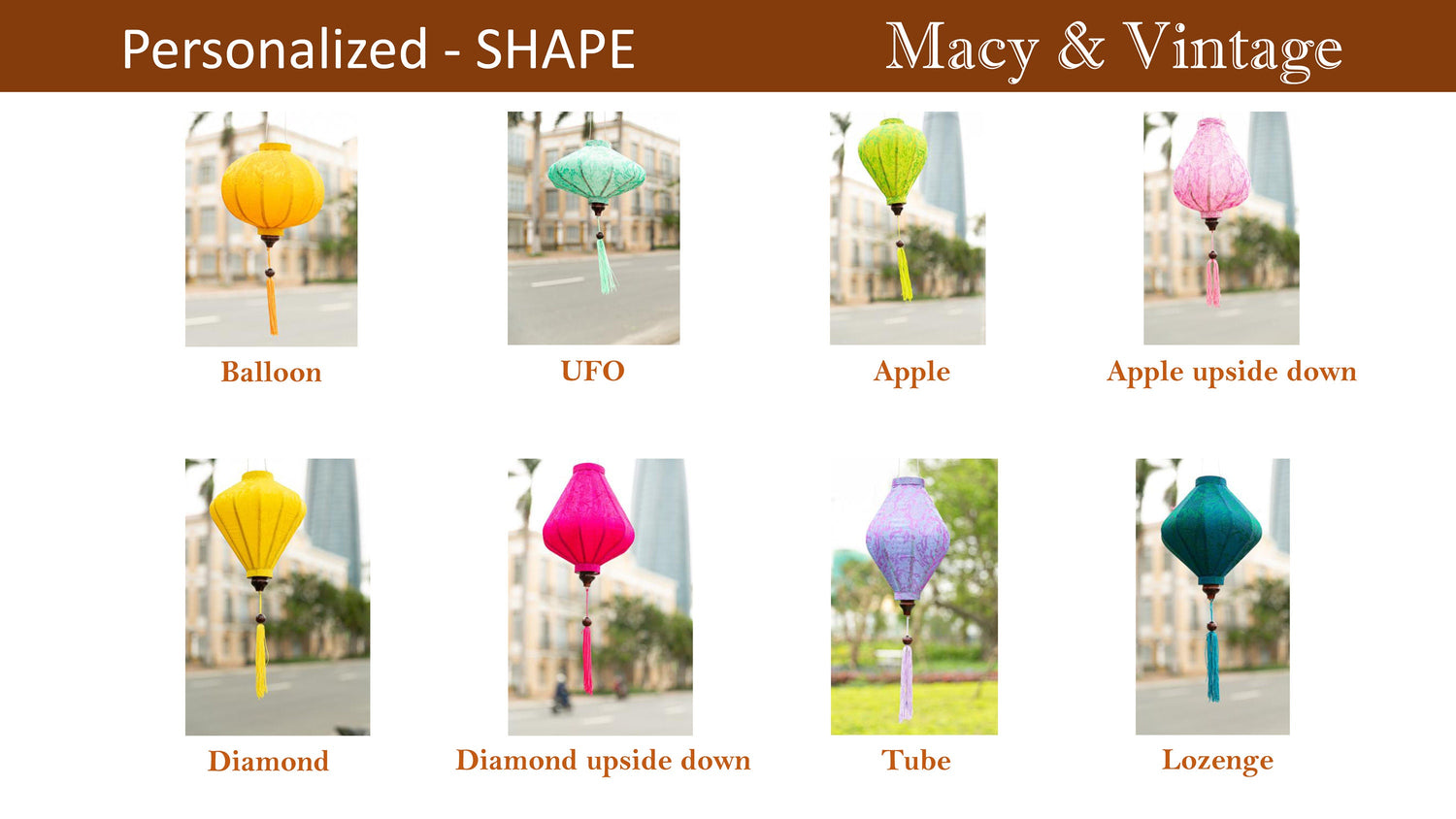 8 Pcs Hoi An Bamboo Silk Lanterns 35cm Off white Color