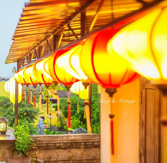 Hoi An Bamboo Silk Lantern 35cm for Wedding Patio and Home Decor