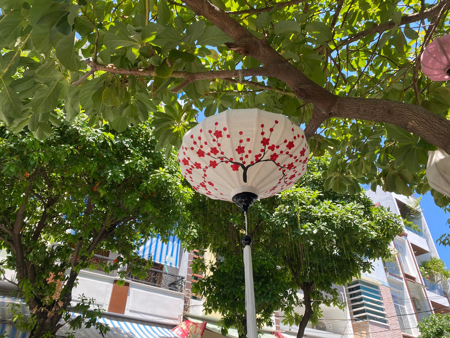 Hoi An Bamboo Lantern 47cm Hand Painting With Floral Patterns
