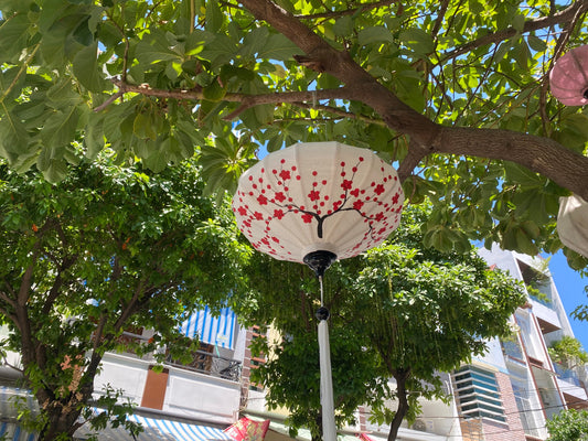 Hoi An Bamboo Lantern 47cm Hand Painting With Floral Patterns